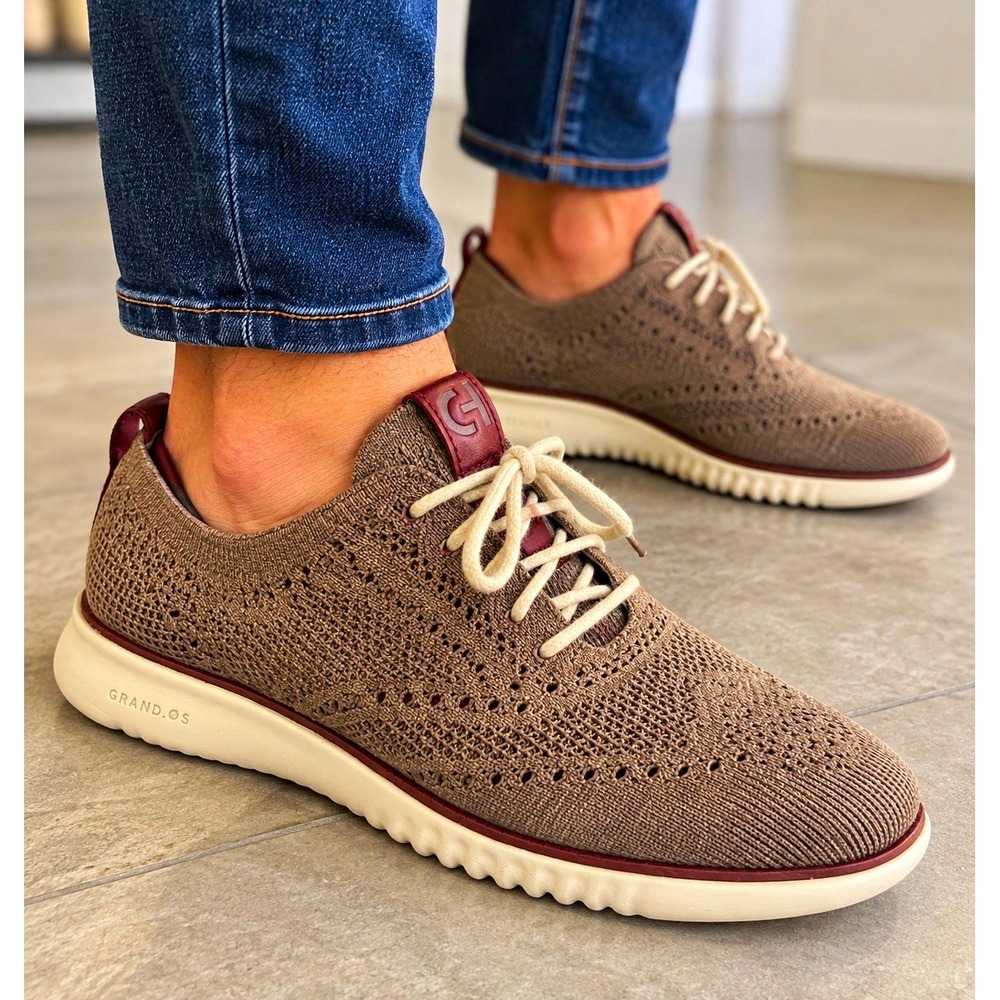 Cole Haan Zerogrand Mens Knit Lace-Up Sneakers Brown Burgundy C37194 US 9 M